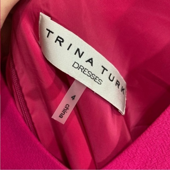 Trina Turk Azure Fuchsia Pink Shift Crepe Dress Sleeveless Size 4 Loose - Picture 15 of 15
